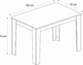 Σετ τραπεζαρία 5τμχ Darlen - Vela Megapap χρώμα sencron black - λευκό 125x72x74εκ.