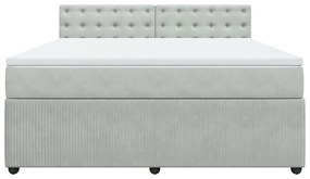 vidaXL Κρεβάτι Boxspring με Στρώμα Ανοιχτό Γκρι 180x200 εκ. Βελούδινο