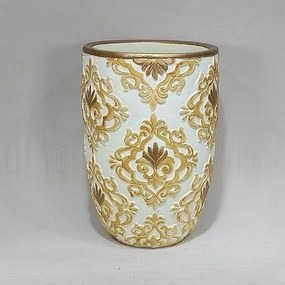 Βάζο Τσιμεντένιο 752-18048 15.5x15.5x23cm Creame-Gold Estheti Home Cement