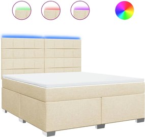 vidaXL Κρεβάτι Boxspring με Στρώμα Κρεμ 180x200 εκ. Υφασμάτινο