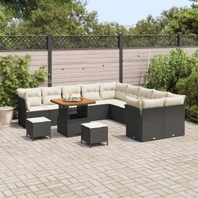 vidaXL Σετ Καναπέ Κήπου 13 pcs Μαύρο συνθετικό ρατάν