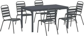 vidaXL Σέτ φαγητού για κήπο 7 pcs Ανθρακί Ατσάλι με Πούδρα