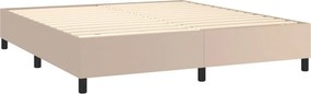 vidaXL Κρεβάτι Boxspring με Στρώμα Καπουτσίνο 160x200εκ.από Συνθ.Δέρμα