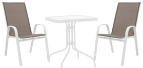 Intrahome Τραπεζαρία CARPATHIANRA-Calan Intrahome σετ 3τεμ μέταλλο λευκό- γυαλί 70x70x70εκ | SKU: INTRAPA-241111237
