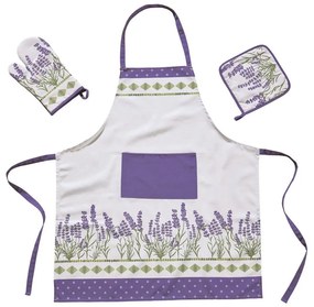 Ποδιά Κουζίνας Σετ Με Γάντι Και Πιάστρα 0722 White-Purple-Green Das Home Cotton-Polyester