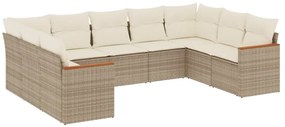 vidaXL Σαλόνι Κήπου Σετ 9 τεμ. Μπεζ Συνθετικό Ρατάν με Μαξιλάρια