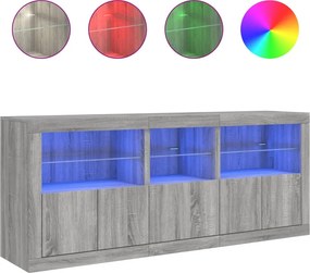vidaXL Μπουφές με LED Γκρι Sonoma 162x37x67 εκ.