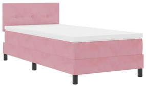 vidaXL Κρεβάτι με ελατήρια με στρώμα Ροζ 100 x 200 cm Βελούδο