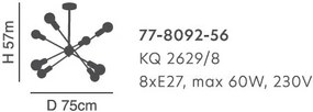 Φωτιστικό Οροφής KQ 2629/8 GWEN BLACK PENDANT Δ4 - 51W - 100W - 77-8092