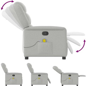 vidaXL καρέκλα ανάκλισης μασάζ Cloud Grey Fabric