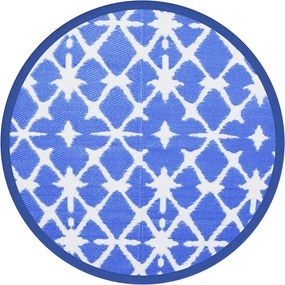 vidaXL χαλί εξωτερικού χώρου ARAKIL μπλε και λευκό Ø160 cm PP