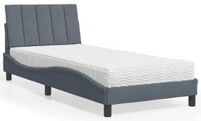 vidaXL Κρεβάτι με Στρώμα Σκούρο Γκρι 80x200 εκ. Βελούδινο