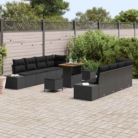 vidaXL Σετ Καναπέ Κήπου με μαξιλάρι 11 pcs Μαύρο Πολυ ράταν