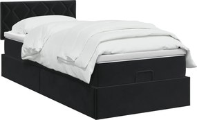 vidaXL Κρεβάτι Ottoman με στρώμα Μαύρο 100 x 200 cm Βελούδο