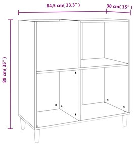 Δισκοθήκη Μαύρη 84,5 x 38 x 89 εκ. από Επεξεργασμένο Ξύλο - Μαύρο