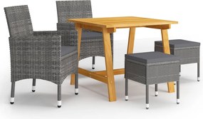 vidaXL Σετ Τραπεζαρίας Κήπου 5 Τεμαχίων Γκρι