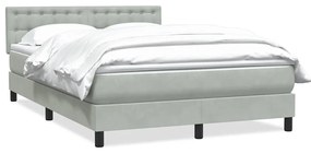 vidaXL Κρεβάτι Boxspring με Στρώμα Ανοιχτό Γκρι 140x220 εκ. Βελούδινο