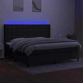 vidaXL Κρεβάτι Boxspring με Στρώμα &amp; LED Μαύρο 200x200 εκ. Υφασμάτινο