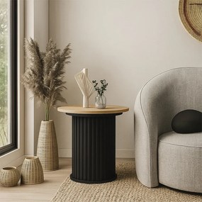 Τραπεζάκι βοηθητικό Bohema μαύρο-sepet oak Ø50x53εκ