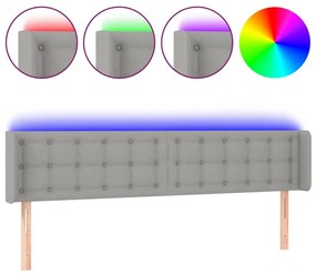 vidaXL Κεφαλάρι Κρεβατιού LED Ανοιχτό Γκρι 203x16x78/88 εκ. Υφασμάτινο