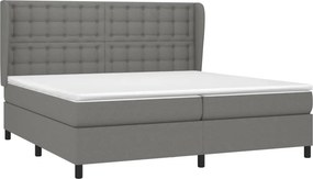 vidaXL Κρεβάτι Boxspring με Στρώμα Σκούρο Γκρι 200x200 εκ. Υφασμάτινο