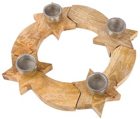 Κηροπήγιο Σετ Στρογγυλό 'Sternschnuppen' Ξύλο Εκρού 6x37cm