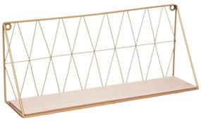 Ραφιέρα τοίχου Anneza μέταλλο-mdf σε φυσική-χρυσή απόχρωση 48x12x20εκ 48x12x20 εκ.