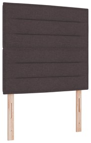 vidaXL Κρεβάτι με Βάση και Στρώμα & LED Σκούρο Καφέ 120x200 εκ. Ύφασμα