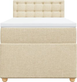 vidaXL Κρεβάτι Boxspring με Στρώμα Κρεμ 90x200 εκ.Υφασμάτινο