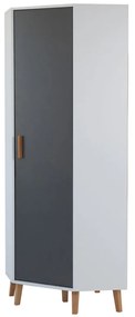 Γωνιακή Ντουλάπα Timmy Λευκό-Γραφίτη-Γκρι 71.3x71.3x199cm