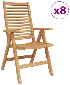 vidaXL Κήπος Αναδιπλούμενες Καρέκλες 8 τμχ από Ξύλο Τικ