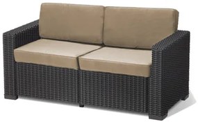 Allibert  Καναπές Διθέσιος California Πολυπροπυλένιο Wicker/ Γραφίτης Μπεζ 141x68x72cm BEST-21071364