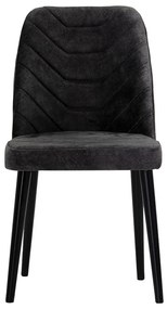 Καρέκλα Adeline pakoworld βελούδο ανθρακί antique-μαύρο πόδι - Βελούδο - 190-000024