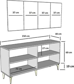 Stewehome Μπουφές Λευκού Ανθρακίτη 150x40x79 cm