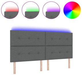 vidaXL LED Κεφαλάρι Σκούρο Γκρι 100 εκ Υφάσματος