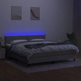 vidaXL Κρεβάτι Boxspring με Στρώμα &amp; LED Αν.Γκρι 180x200 εκ Υφασμάτινο