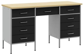 vidaXL Ντουλάπα Εργασίας με συρτάρι 3 pcs Μαύρο 150 x 55 x 85 εκ