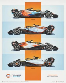 Εκτύπωση έργου τέχνης Williams Racing - Gulf Fan Livery - 2023, (40 x 50 cm)