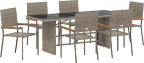 vidaXL Σέτ φαγητού για κήπο 7 pcs Γκρι συνθετικό ρατάν