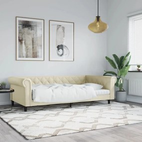 Καναπές Κρεβάτι Κρεμ 100 x 200 εκ. από Συνθετικό Δέρμα - Κρεμ