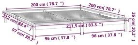 Πλαίσιο Κρεβατιού με LED Μαύρο 200 x 200 εκ. από Μασίφ Ξύλο - Μαύρο