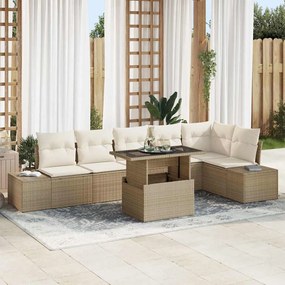 vidaXL Σετ Καναπέ Κήπου 7 pcs μπεζ και κρεμ 100 x 55 x 73 εκ