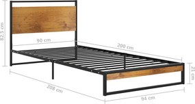vidaXL Πλαίσιο Κρεβατιού 90 x 200 εκ. Μεταλλικό