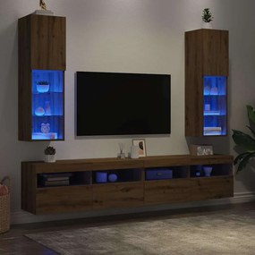 vidaXL Έπιπλα Τηλεόρασης με LED 2 τεμ. Αρτισιανή Δρυς 30,5x30x102 εκ.