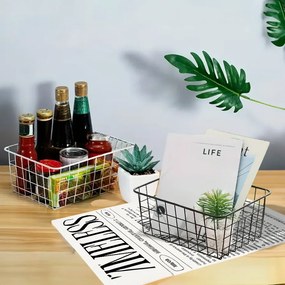 Μεταλλικό Καλάθι Αποθήκευσης 29x22x12cm Άσπρο ή Μαύρο - Άσπρο