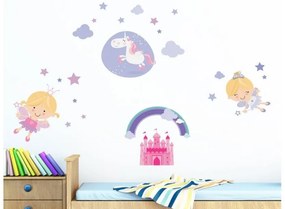 Παιδικό Αυτοκόλλητο Τοίχου Νεράιδες HAPPY FAIRIES LARGE βινυλίου Ango Dalber-18106-Πολύχρωμο 18106