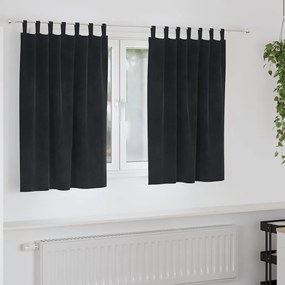 vidaXL Κουρτίνες με κουρτίνες 2 pcs Μαύρο 140 x 140 cm Βελούδο