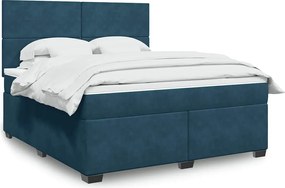 vidaXL Κρεβάτι Boxspring με Στρώμα Μπλε 180x200 εκ. Βελούδινο