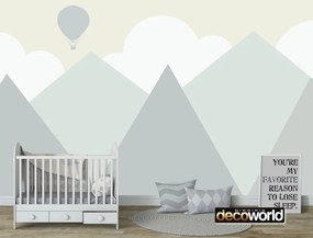 Παιδική ταπετσαρία τοίχου ετοίμων διαστάσεων με αερόστατο και βουνά 08019Q 280cm x 360cm