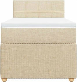 vidaXL Κρεβάτι Boxspring με Στρώμα Κρεμ 100 x 200 εκ. Υφασμάτινο